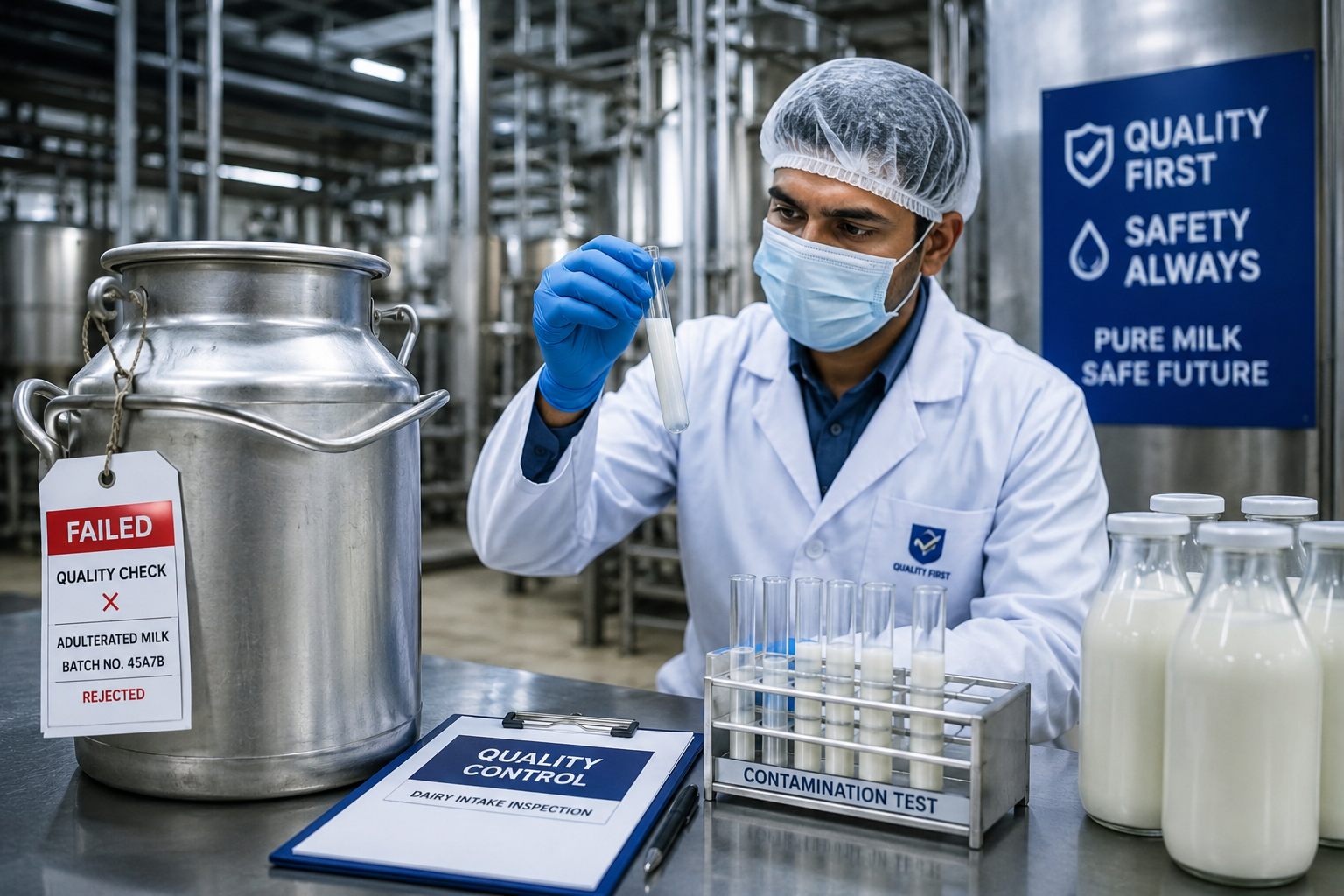 Milk collection centre showing the challenge of manual quality checking